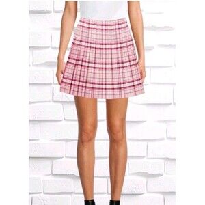 Sz XXXL No Boundaries NOBO Junior’s Pink Plaid Pleated Short Tennis Mini Skirt
